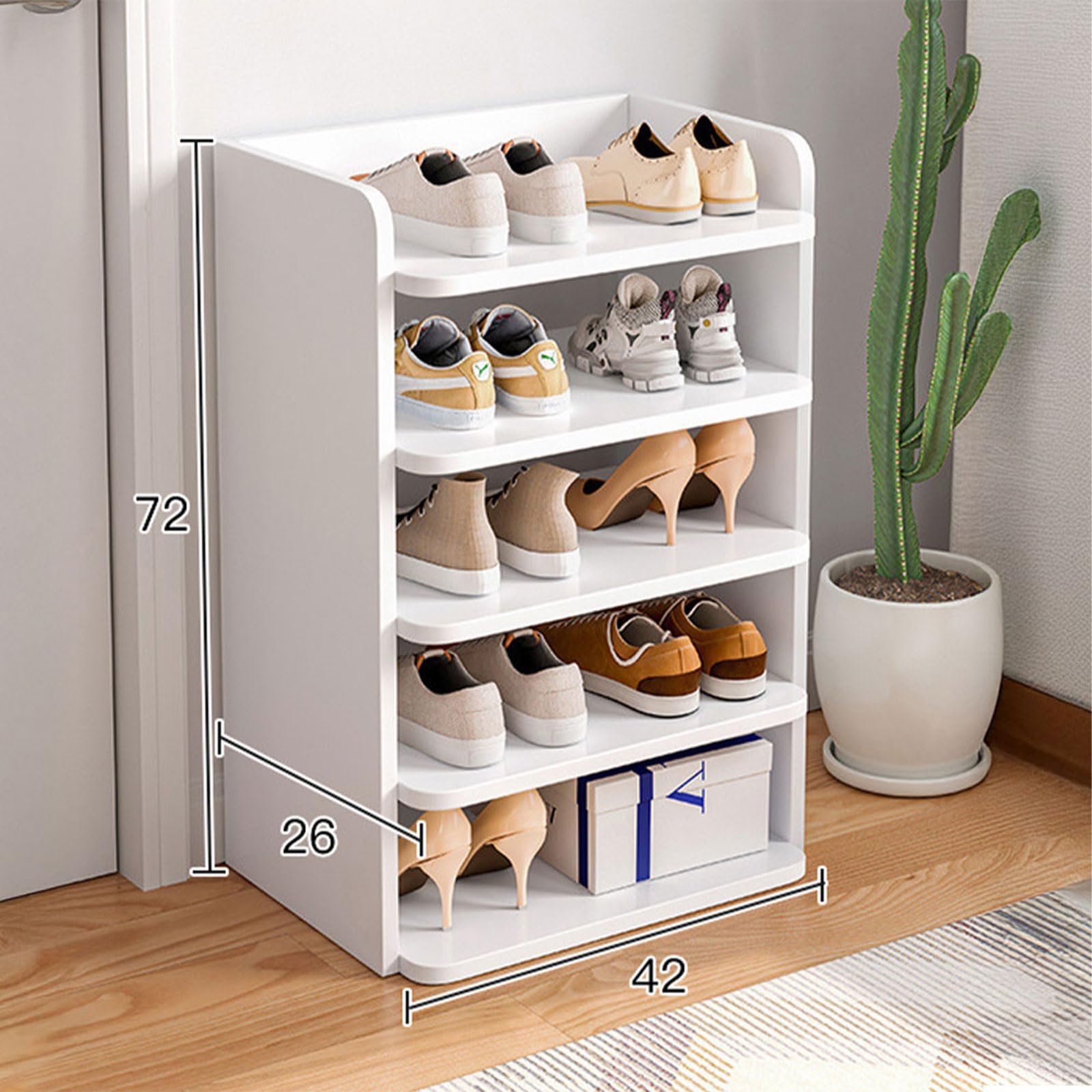 Amazon｜シューズラック 下駄箱 幅42cm 5段 木製棚 | 大容量, 省