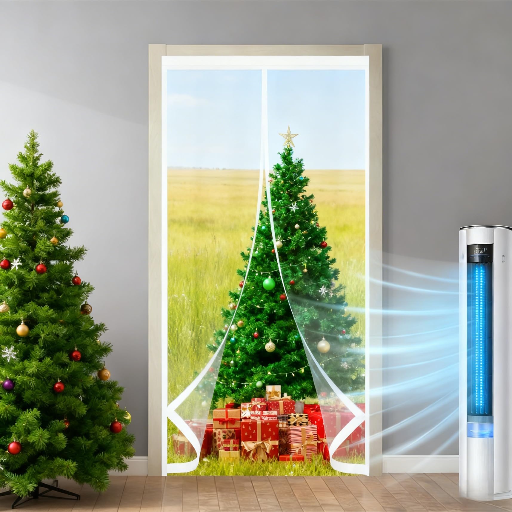 Rideau thermique isolant et imperméable avec fermeture magnétique automatique pour chambre