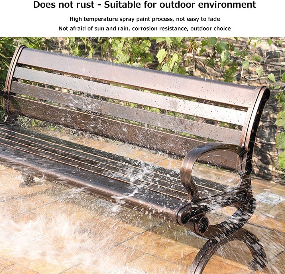 Park Terrace Bench Outdoor Leisure Benches Weatherproof Garden Benches Made of Cast Iron and Pine Retro Decorative Bench with Backrest and Armrests 2-Seater Bench