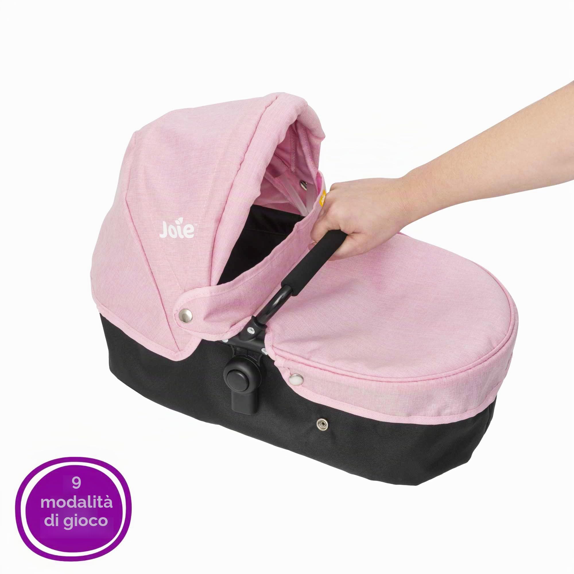 Joie Junior Evalite Twin Passeggino doppio rosa e nero, carrozzina doppia per bambole con maniglia regolabile in altezza e diverse opzioni di seduta, adatto per bambini dai 3 anni in su