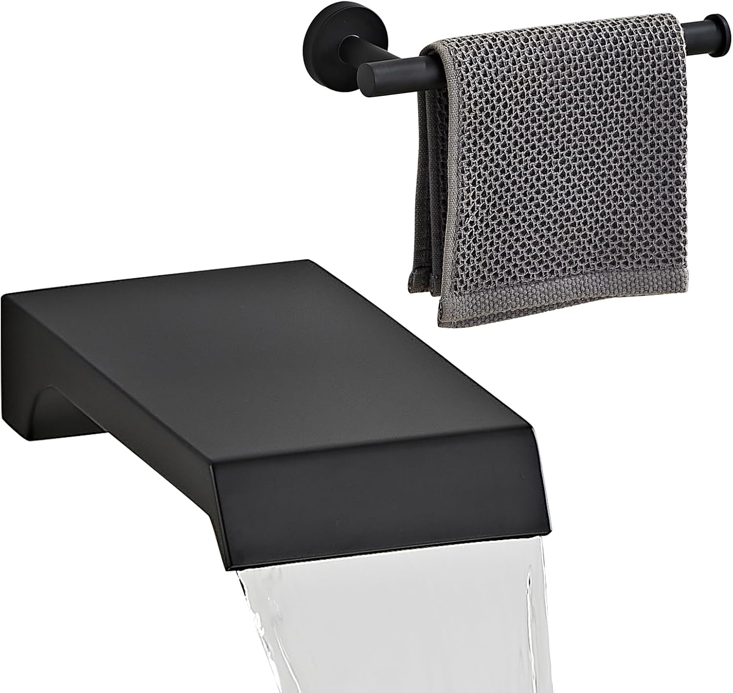 AITANI Wall Mount Waterfall Tub Spout, Bathtub Shower Faucet for Bathroom, High Flow Bathtub Cascade Waterfall Spout Fixtures Bathroom Bathtub Faucets, Matte Black