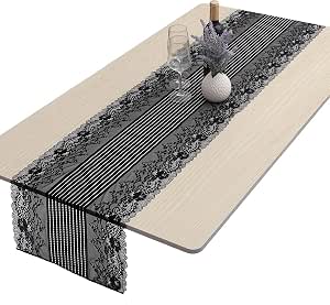Chez Moi Runner in lino e pizzo sangallo bianco naturale 40x140