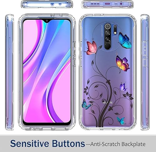 Miniatura 5 de Funda para Redmi 9Redmi 9 PrimePoco M2, carcasa rígida de protección de diseño floral de cuerpo completo + TPU a prueba de golpes con protector de