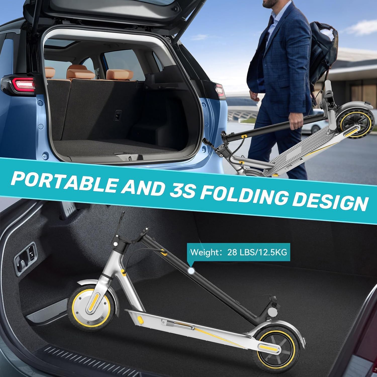 EGGKING Monopattino Elettrico con Freccia Direzionale, 350W Motore, 8.5" Gomme Antiforatura, 35 km Autonomia, Doppi Freni, Controllo App