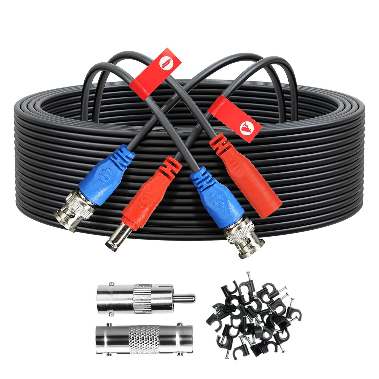 ANLINK 33FT/10M All-in-One Video Power Cable, Premade BNC Video Power Cable Extension Wire for CCTV Security Camera DVR Surveillance Systems, with BNC RCA Connectors & Cable Clips (Black)