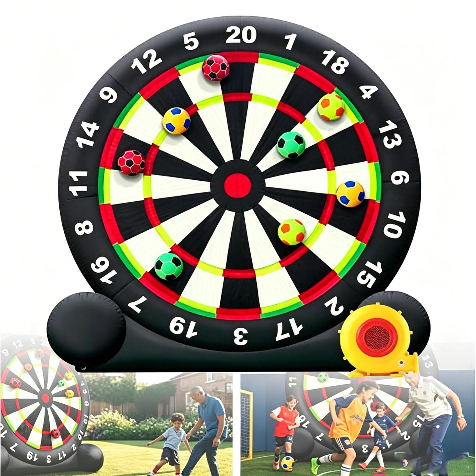 Gioco Gonfiabile Portatile di Calcio-Freccette, Set Pieghevole con Palline Adesive, Gioco da Esterno Compatto per Giardino, Viaggi e Feste B-4M