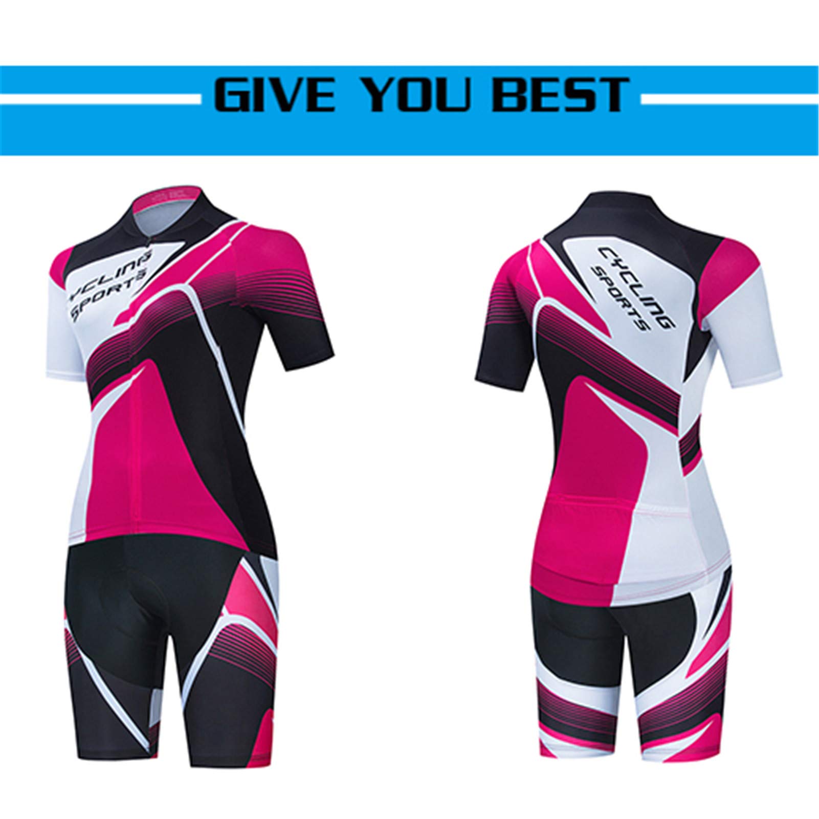 Sommer-Radtrikot-Set für Damen, kurzärmelig, mit 9D-Gel-gepolsterter Shorts, atmungsaktiv, durchgehender Reißverschluss, MTB-Fahrradbekleidung