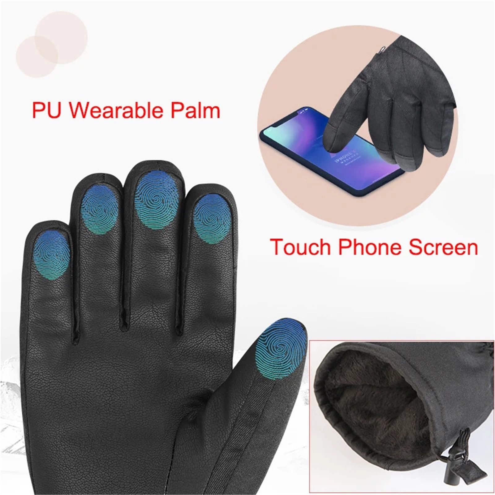 Guantes de esquí cálidos Invierno Impermeables for Hombres y Mujeres, for Snowboard, Motos Nieve, Motocicletas, Pantallas táctiles, muñecas para Clima Frio