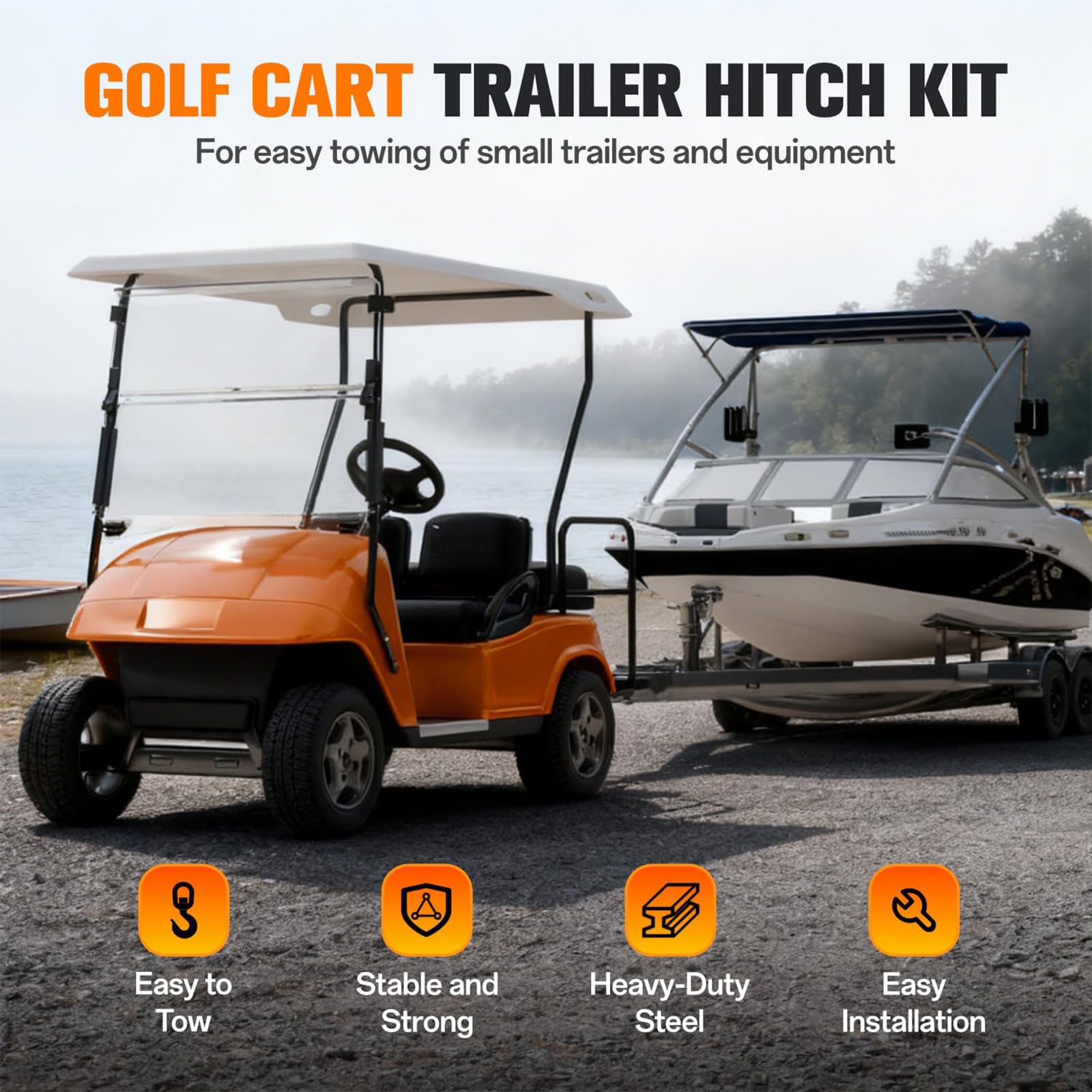 Attelages de chariot de golf robustes avec revêtement de protection pour une résistance à la rouille et une sécurité dans toutes les conditions météorologiques. Fixations pour chariot de golf