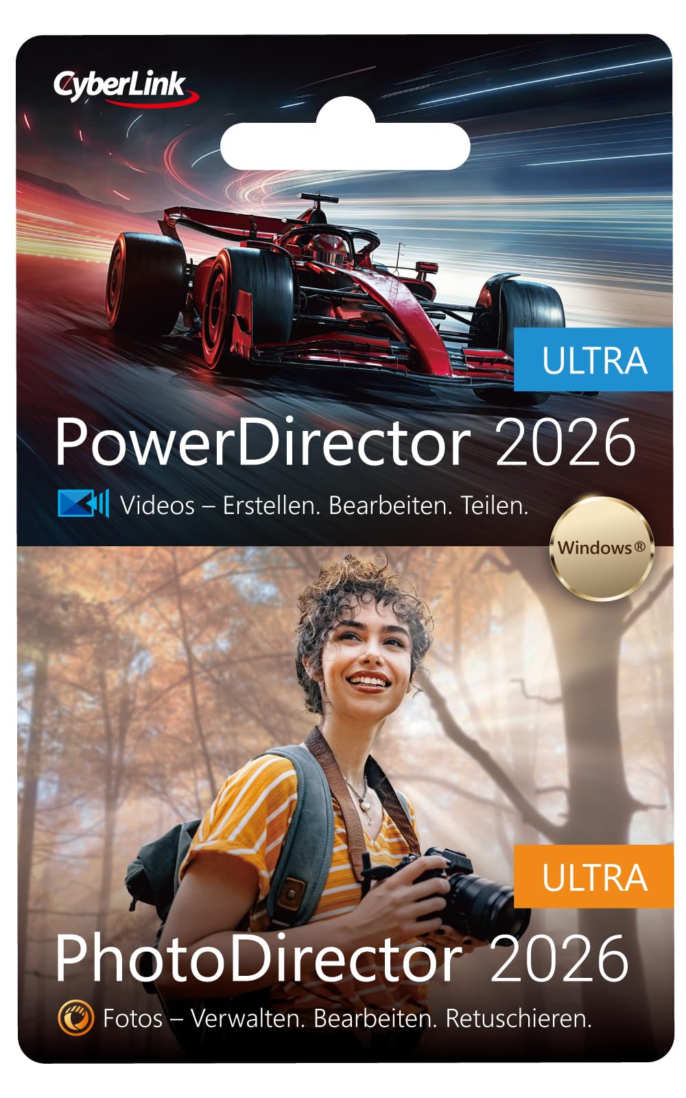 PowerDirector 2026 Ultra & PhotoDirector 2026 Ultra - Benutzerfreundliches Videobearbeitungsprogramm und Leistungsstarkes Bildbearbeitungsprogramm - Dauerlizenz für Windows (ProduktKeyCard) #PKC