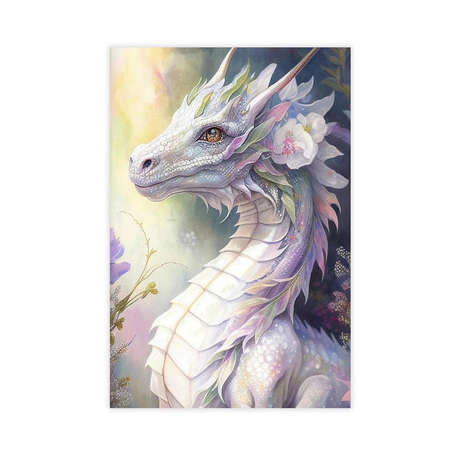 Bareronor Watercolor Dragon Poster (4) Canvas Poster Bedroom Decor Landscape Office Room Decor Gift 24" L X 36" W