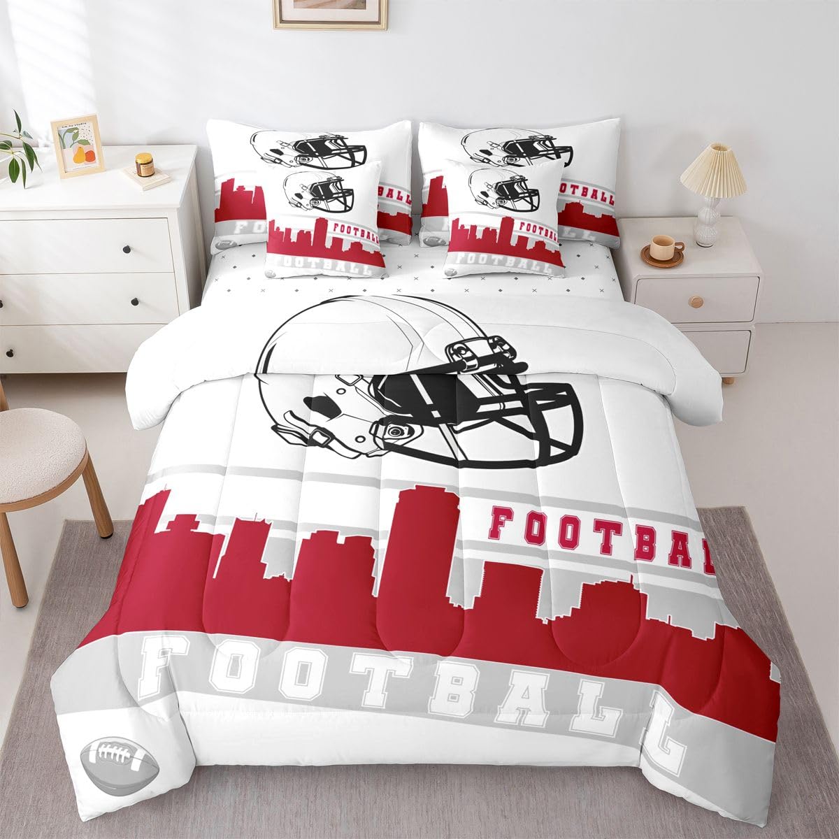 Erosebridal Football 7 Pcs Comforter Set Football City Bedding Full