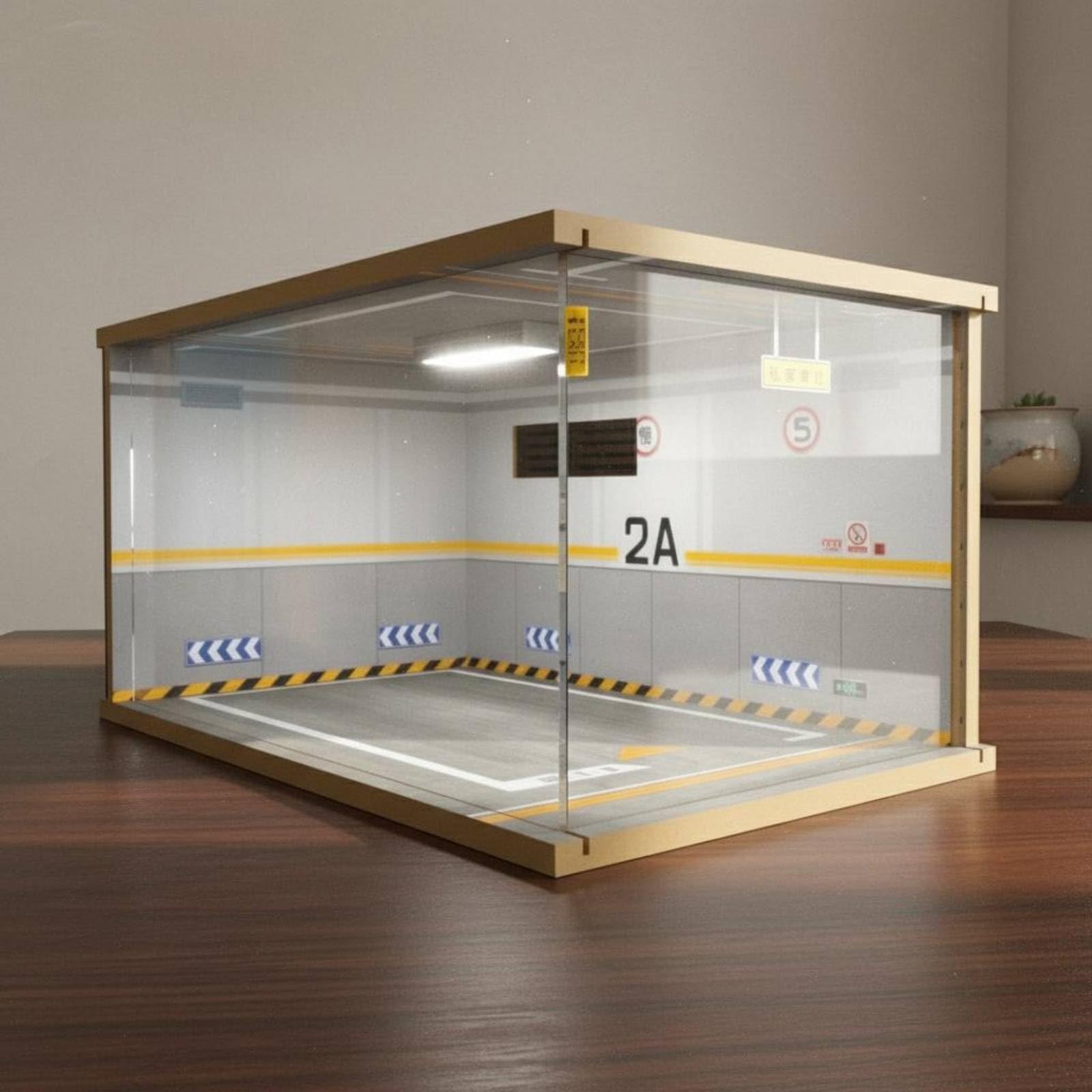 F Fityle Vitrina Expositora Garaje en Miniatura con Estructura Paneles Acrílico con Iluminación Led para Coleccionistas Escala 1 24 Acuada para Exhibición en Hogar, Style to 5