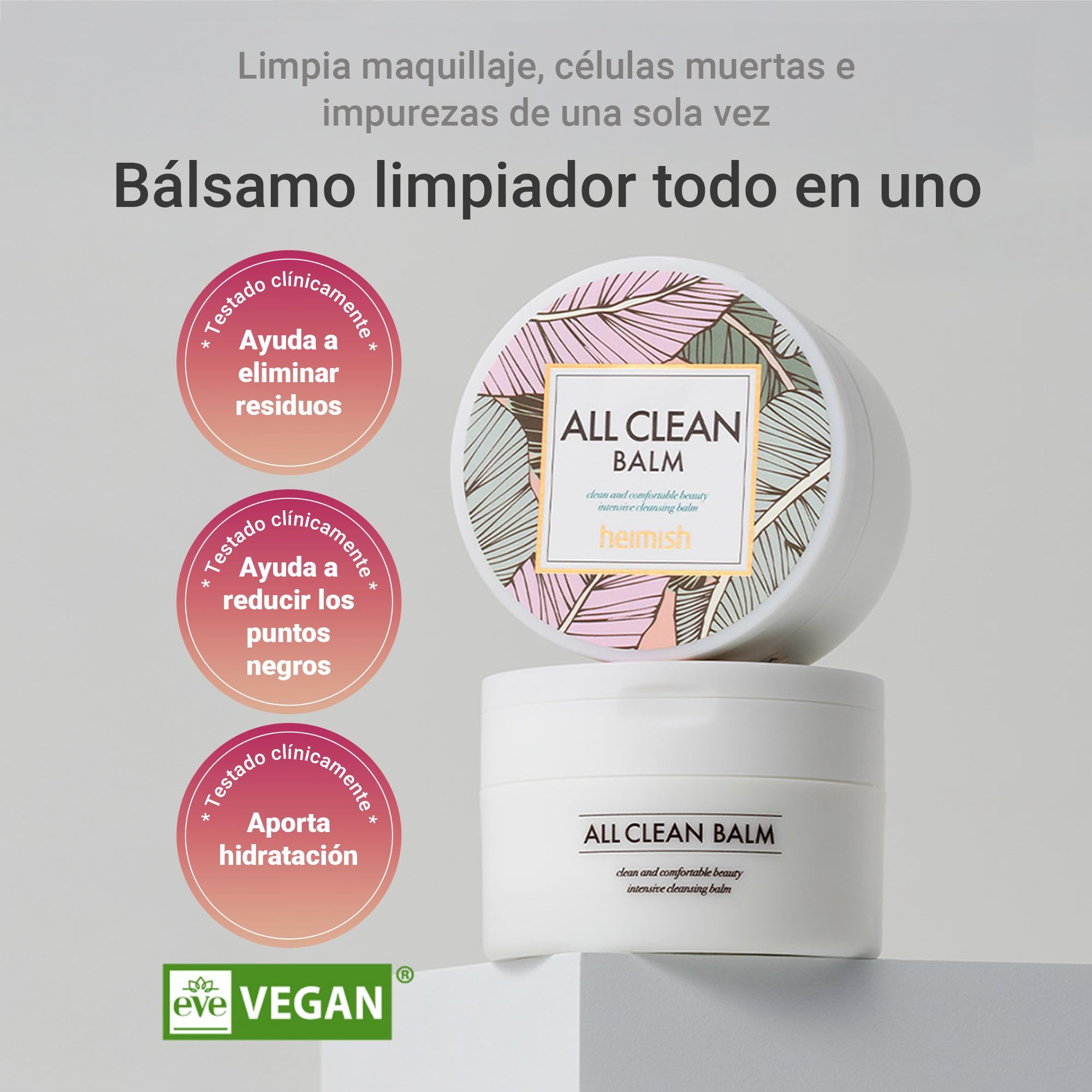 HEIMISH All Clean Balm 4.0fl.oz/120ml - Bálsamo limpiador multiusos | Desmaquillador, lavado facial, cuidado de poros, cuidado de puntos negros, humectante | Aceite aromático natural