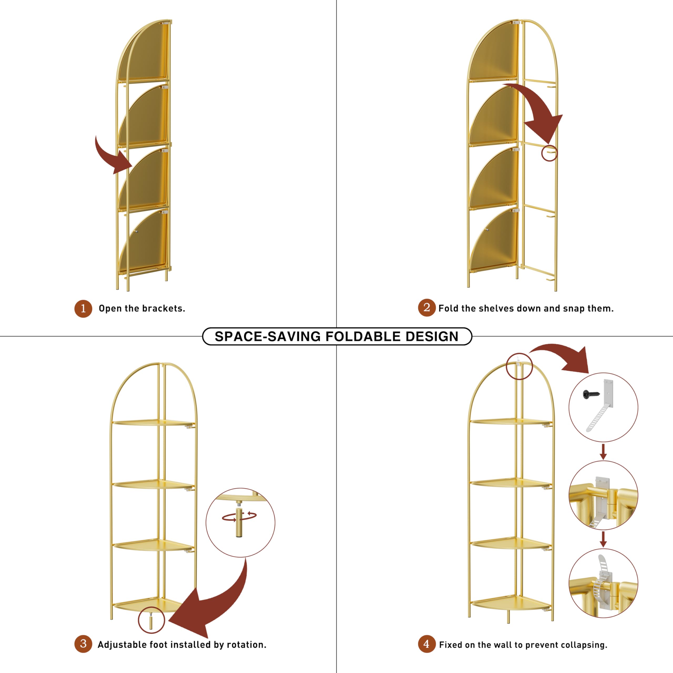 Amazon.com: Crofy Foldable 4 Tier Corner Shelf, Metal Corner Plant