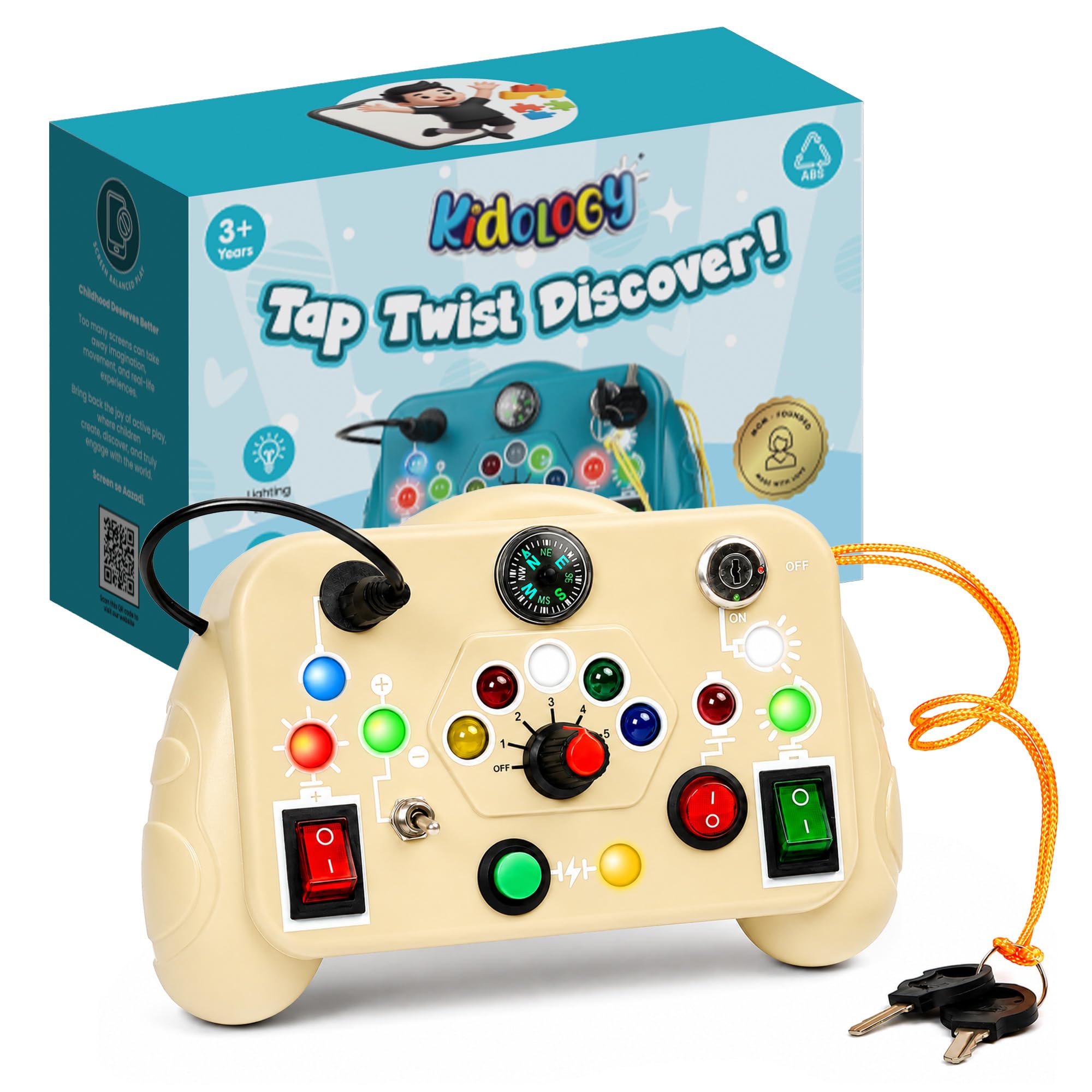 Toddler Busy Board with Lights - Sensory & Educational Toy -11 Toddler Busy Board with Lights - Sensory & Educational Toy -11