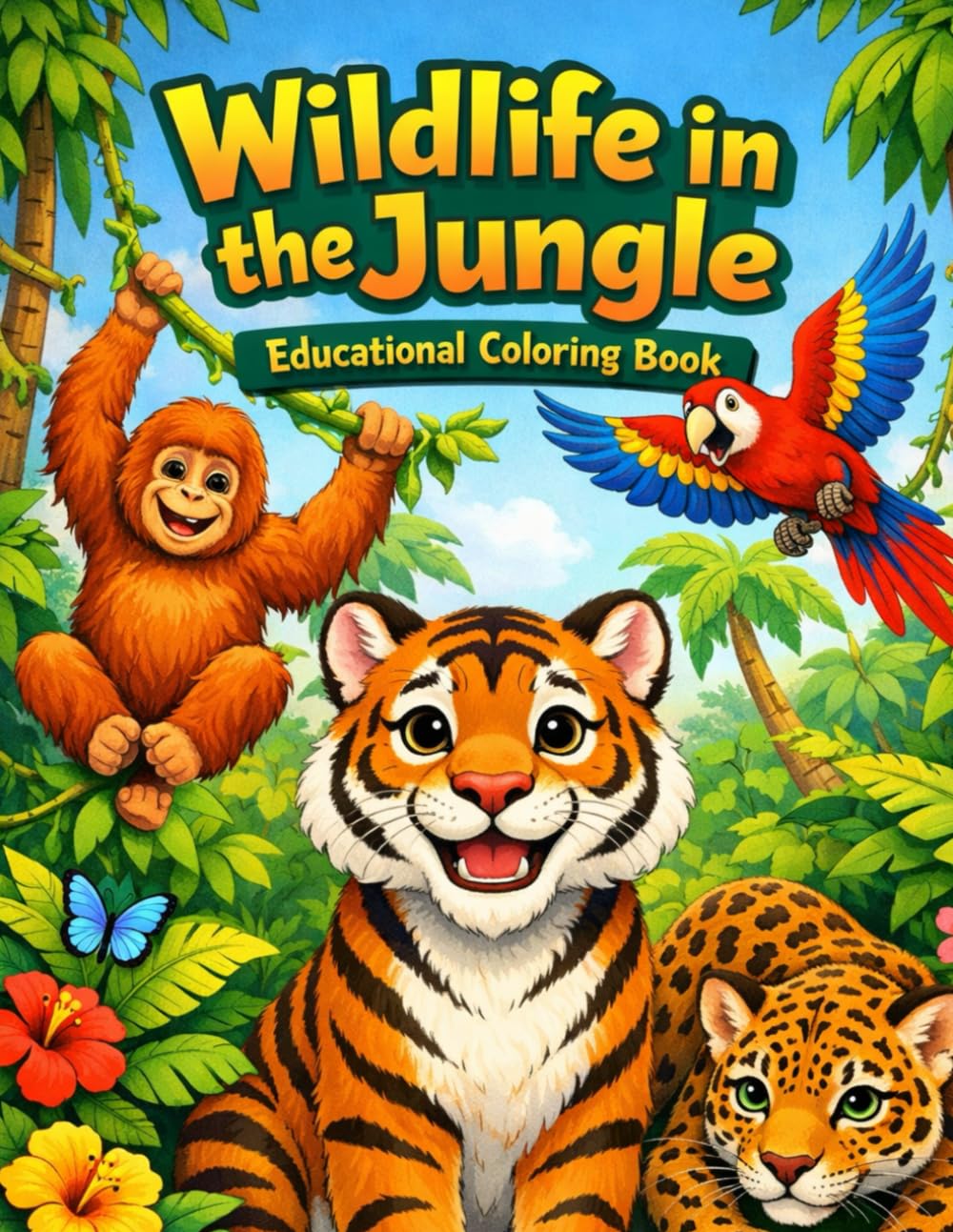 Wildlife in the Jungle- Educational Coloring Book: Learn About Amazing Jungle Animals While Coloring
