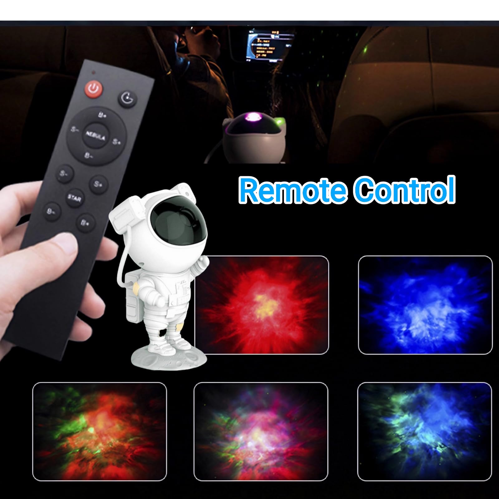Cuifati Astronauten-Projektorlampe, LED-Umgebungsnachtlicht, unterstützt USB-Stromversorgung, tolles für Familien und Freunde