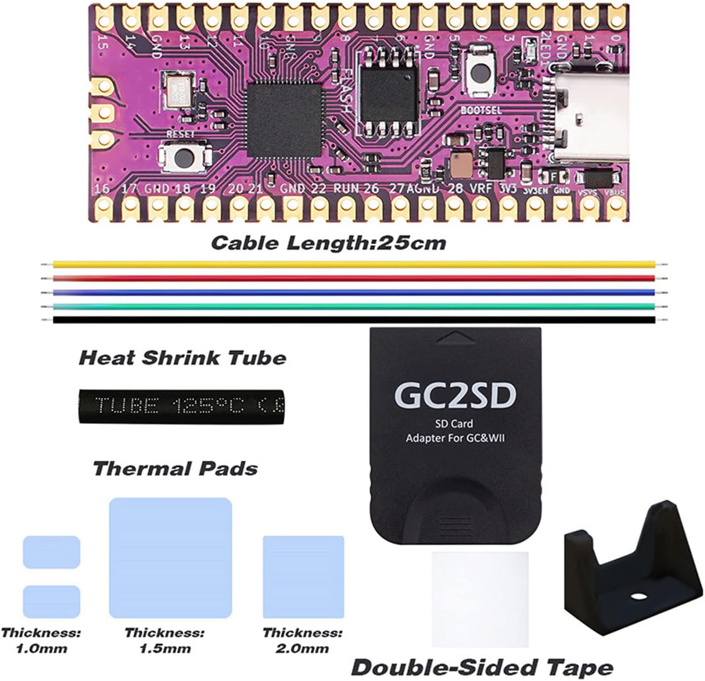 Microcontroller Board for Pico RP2040, Dual Core ARM Cortex M0+Processor Flexible Microcontroller Module (Black) - Image 2