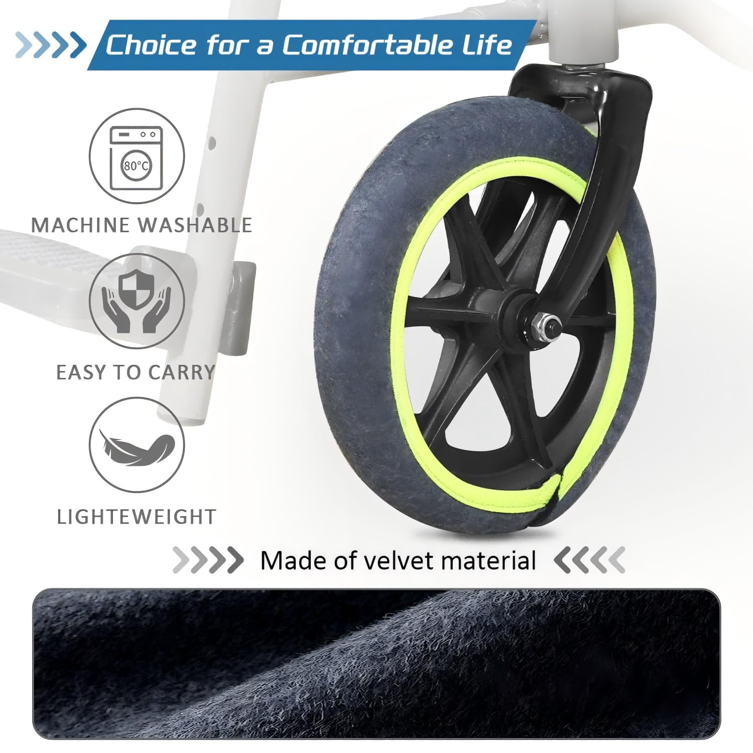 Coperture per pneumatici per sedia a rotelle per proteggere pavimenti e tappeti, accessori per sedie a rotelle, 2 pezzi (blu, 61 cm)