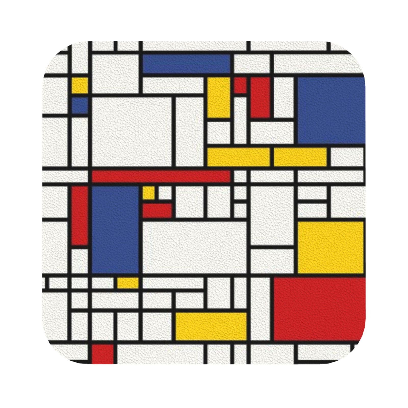 Abstract Pattern PU Leather Coasters Set of 6 Square Drink Coasters