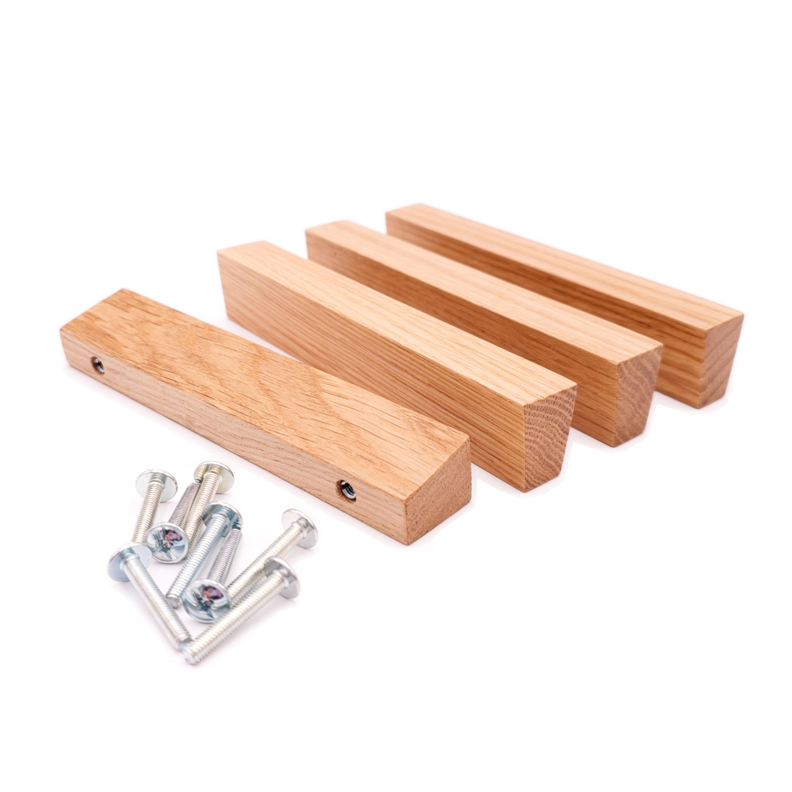JOWE Furniture Handles Made of Wood Including Screws, Set of 4 Handle Strips Made of Painted Oak Shape: Trapezoidal