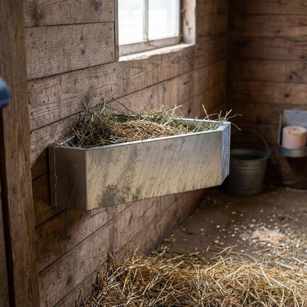 Suinga Comedero de Esquina Galvanizado para Caballos 8 litros, 50x37x21 cm - Comedero para Caballo Equinos