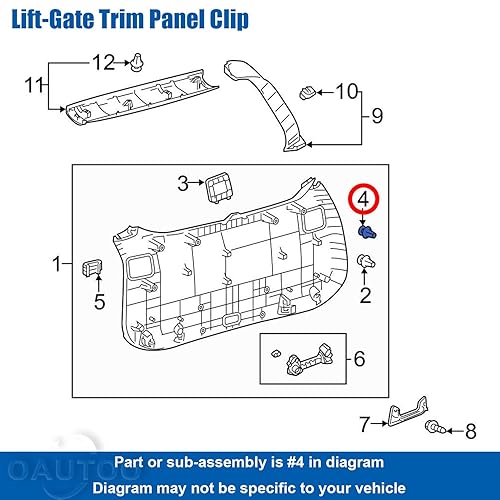 Miniatura 3 de OAUTOO Clip de retención de panel de ajuste 90467-09232 para Toyota Corolla Highlander Mirai Rav4 Tacoma Lexus ES es LS NX RX 2010-On