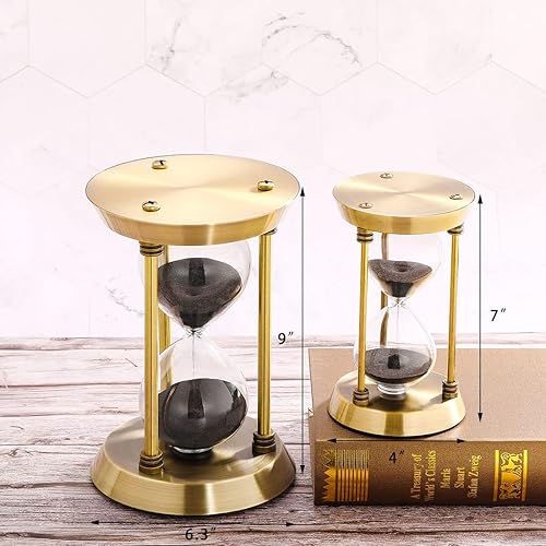 Miniatura 6 de Reloj de arena vacío rellenable, gran juego de temporizador de arena antiguo, reloj de arena de metal con marco de latón sin arena, kit de ceremonia