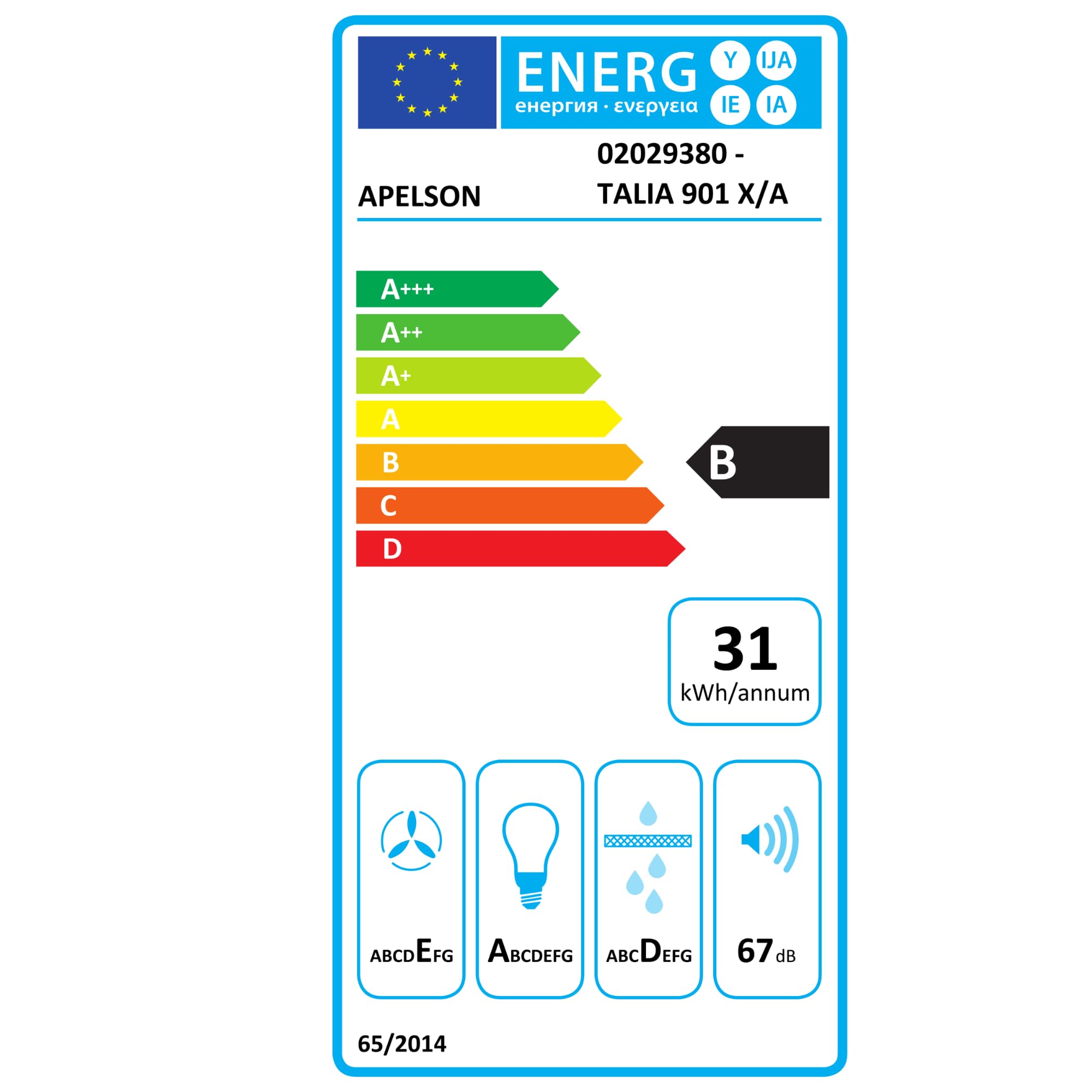 Apelson Okap kuchenny TALIA 901 X/A 3-poziomowy wyciąg sterowanie mechaniczne pojemność 299 m3/h Cichy 61 dB LED Łatwa instalacja Kolor szary stal nierdzewna