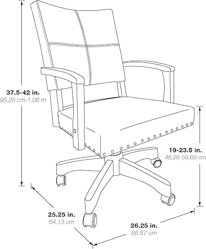 Miniatura 12 de OSP Home Furnishings Santina - Silla de escritorio acolchada con costuras francesas a medida y ribete de cabeza de clavo, brazos de madera maciza y