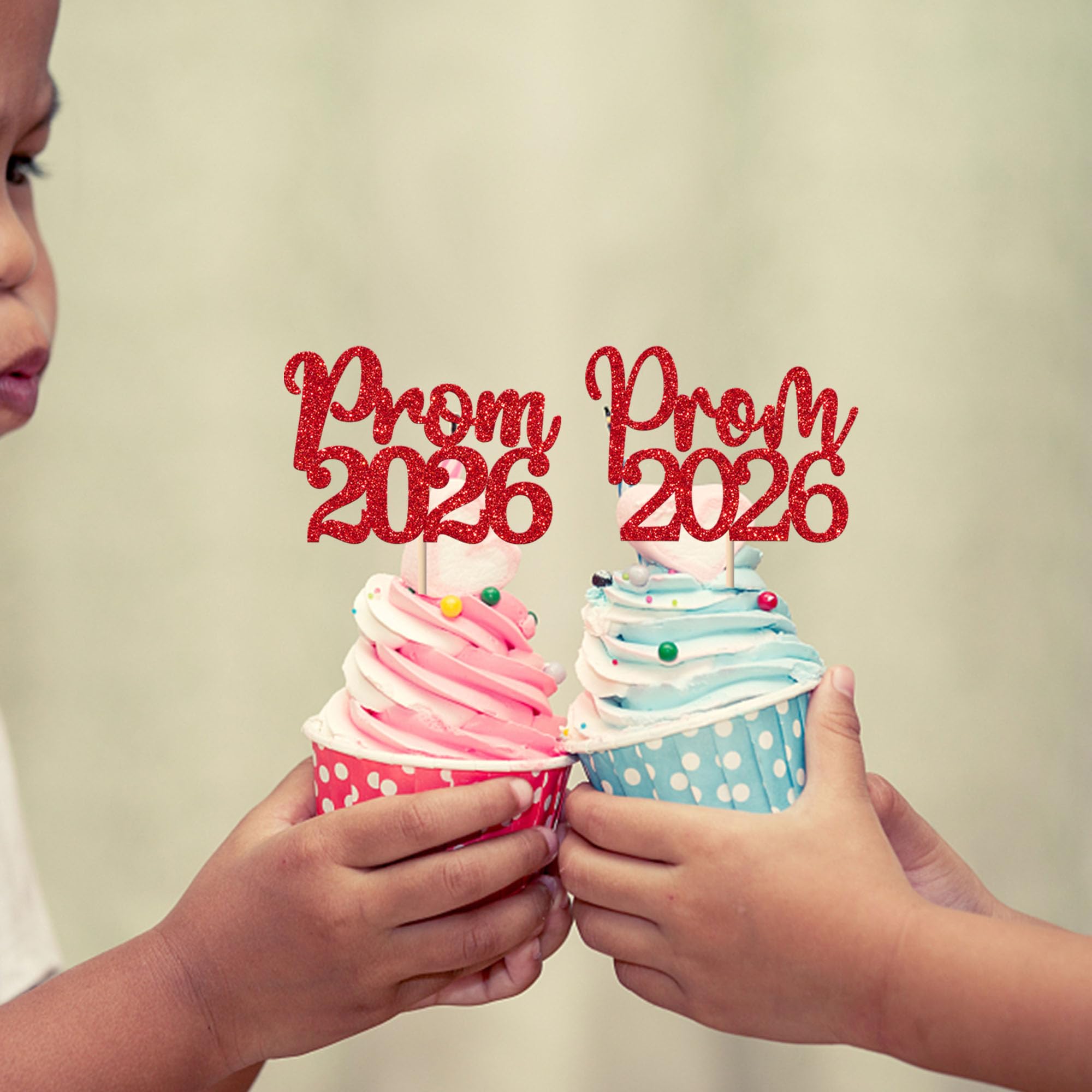 SYKYCTCY 24 Pack 2026 Graduation Cupcake Toppers Glitter 2026 Prom College Cupcake Picks for Congrats 2026 Graduation Class of 2026 Theme School Party Cake Decoration Supplies Red - Image 3
