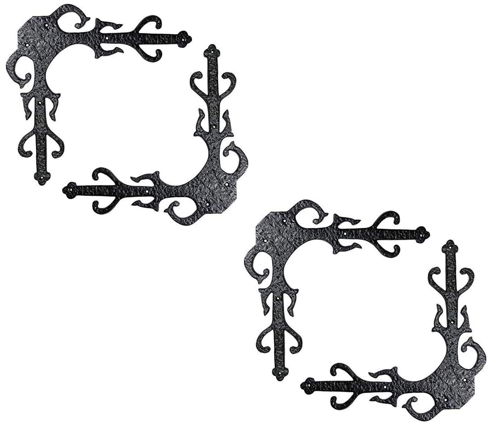 Adonai Hardware Gozan Decorative Antique Iron Dummy Corner Door Strap/L-Bracket (Supplied as 2 Pieces per Pack) - Black Powder Coated — Amazon image 2