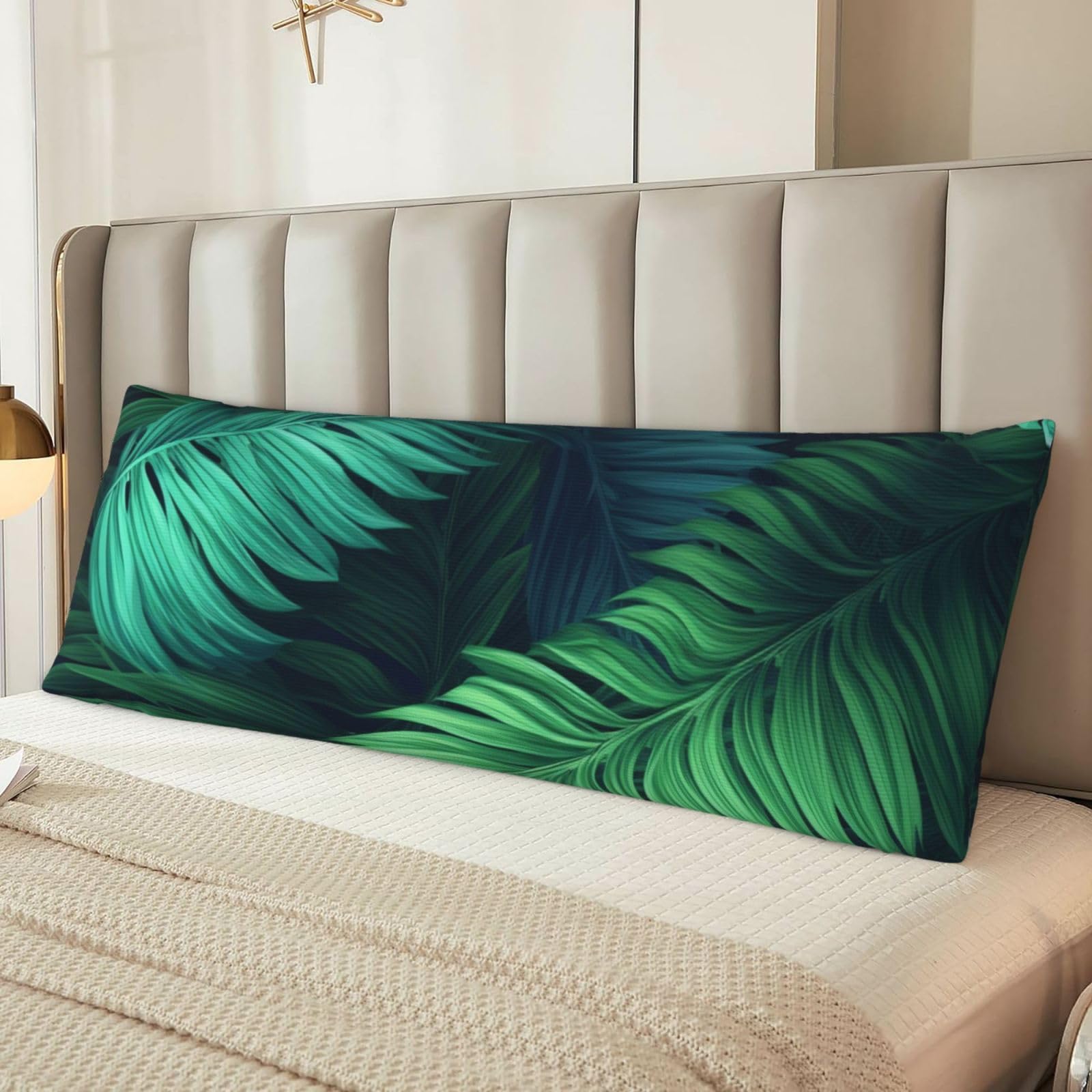 Tropical Palm Leaves Body Pillow Case Cover, Microfiber Long Pillow Cases, Ultra Soft and Cozy Plush Body Pillowcase Decorative Long Bed Pillow Cover for Sleeping 20x54 Inches