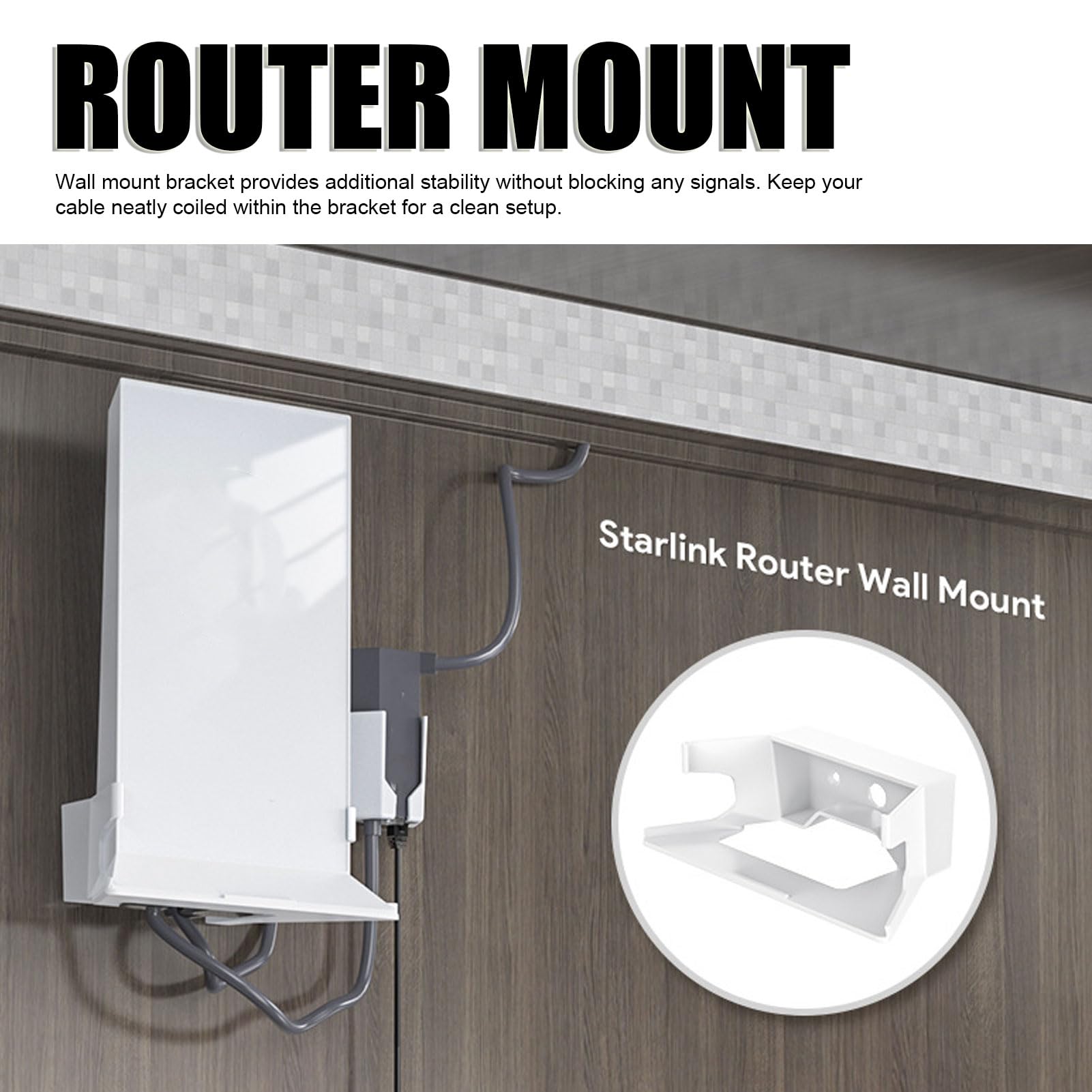 Supporto A Parete Per Router StarLink Mesh V2, Staffa Di Montaggio In ABS, Protezione E Organizzazione Cavi, Colore Bianco
