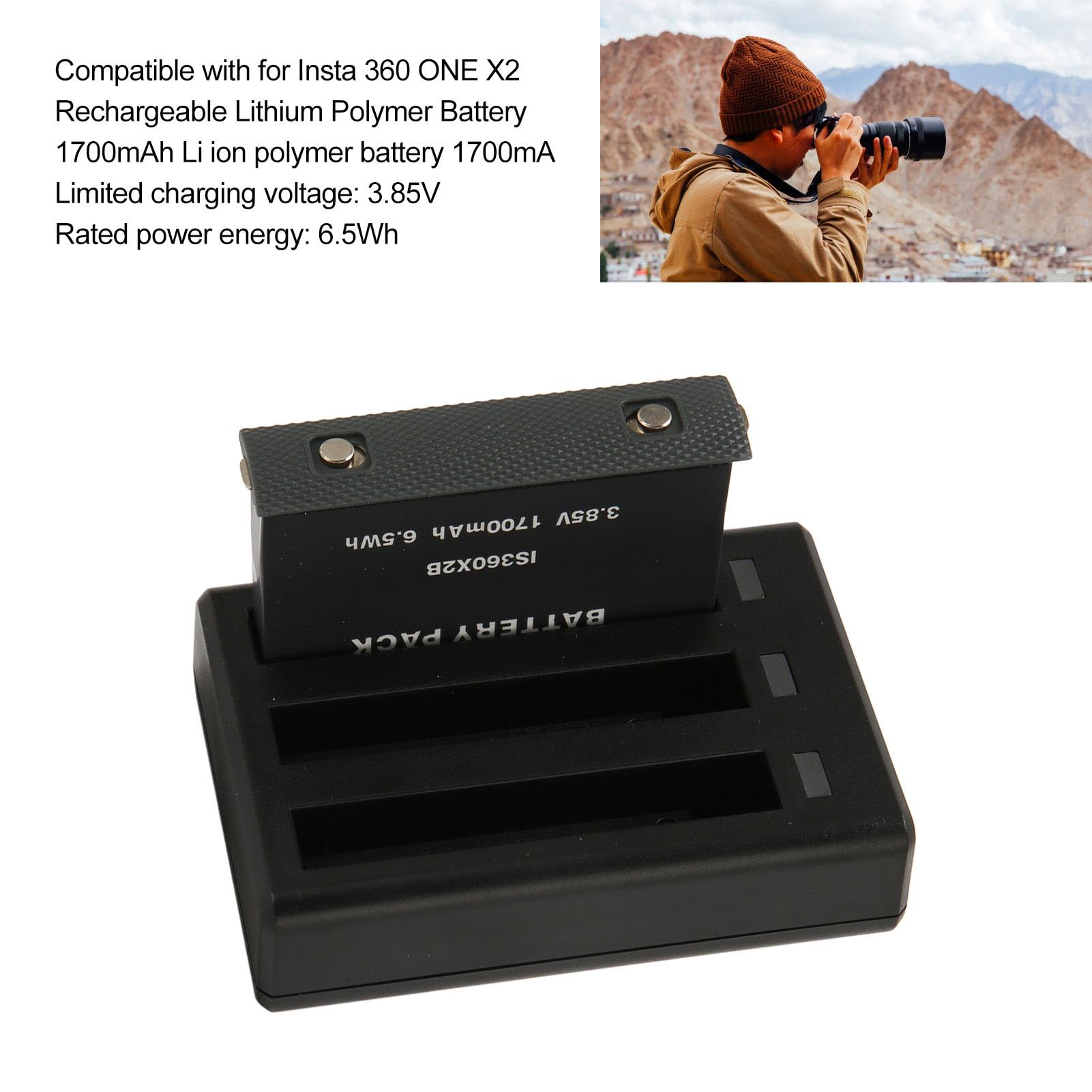 CHICIRIS Kamera- mit Ladegerät-Hub 1700mAh Lithium