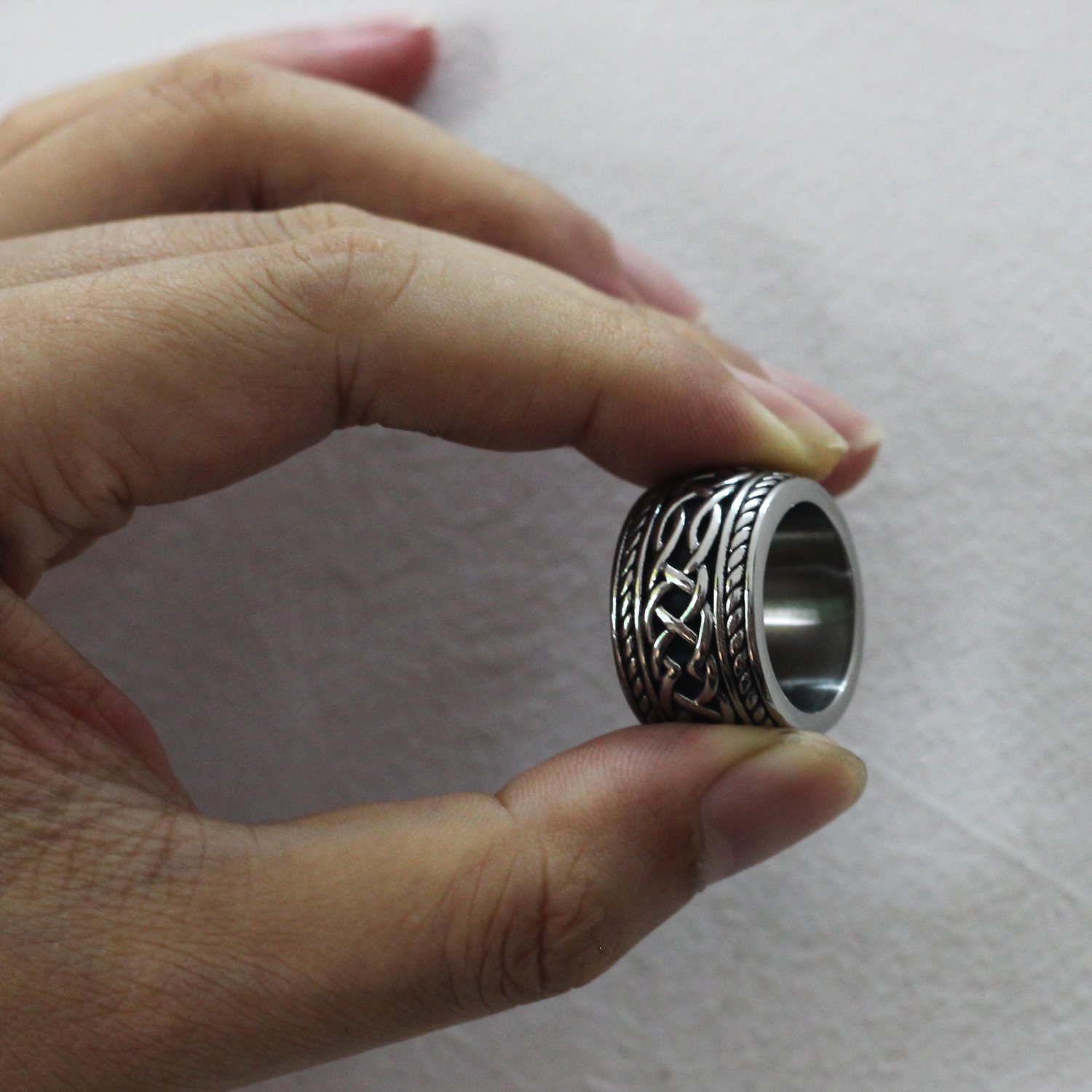 Anillo de boda celta de acero inoxidable vintage para hombre, anillo de banda ancha para hombre, talla 8, 9, 10, 11, 12, 13, Metal 7