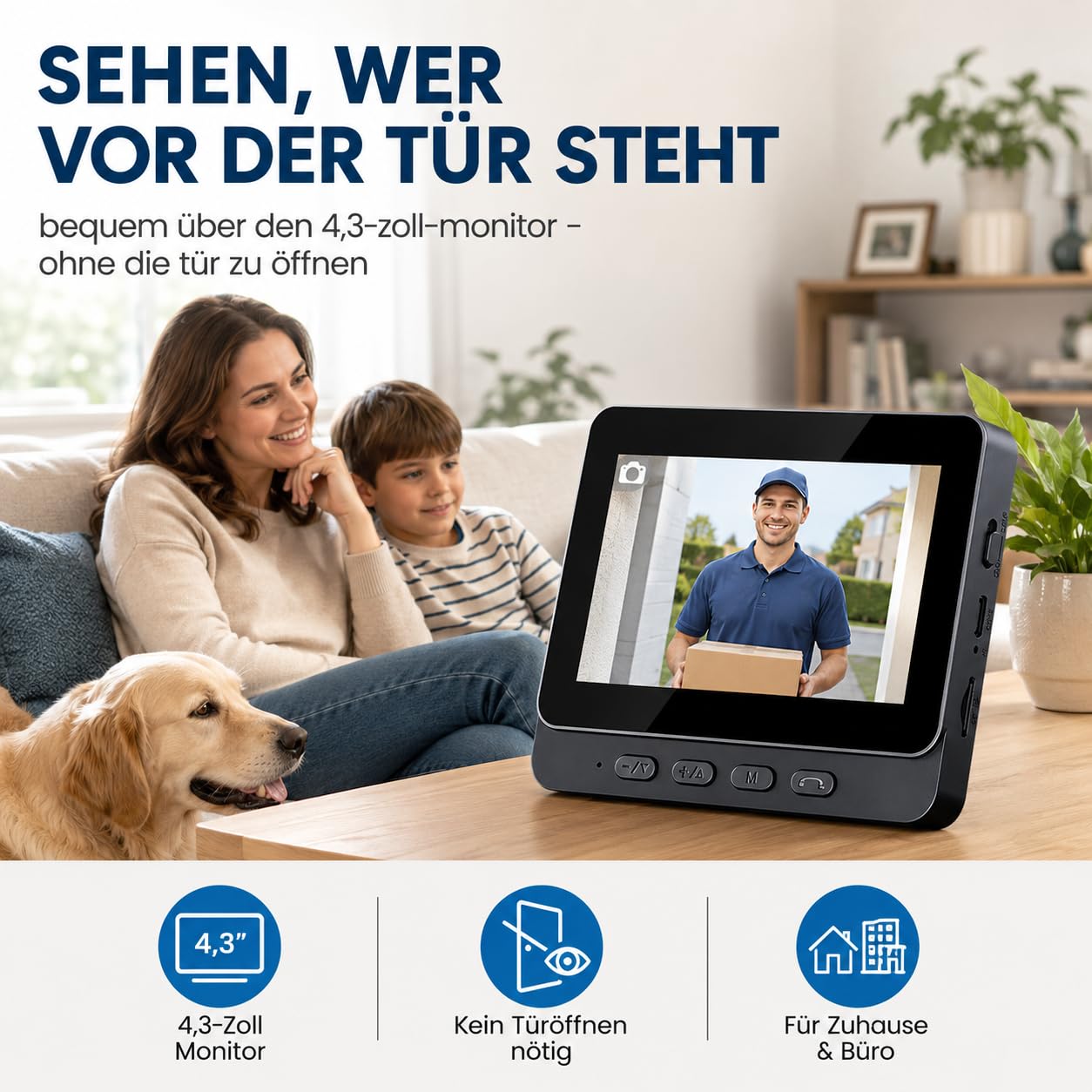 Zeerkeer Funkklingel mit Kamera Türklingel mit Kamera 2.4g Video Türklingel Kabellos mit Video-Zwei-Wege-Sprechanlage, 170 ° Großer Weitwinkel, Erfassung, Echtzeit-Ansicht, Regenfest
