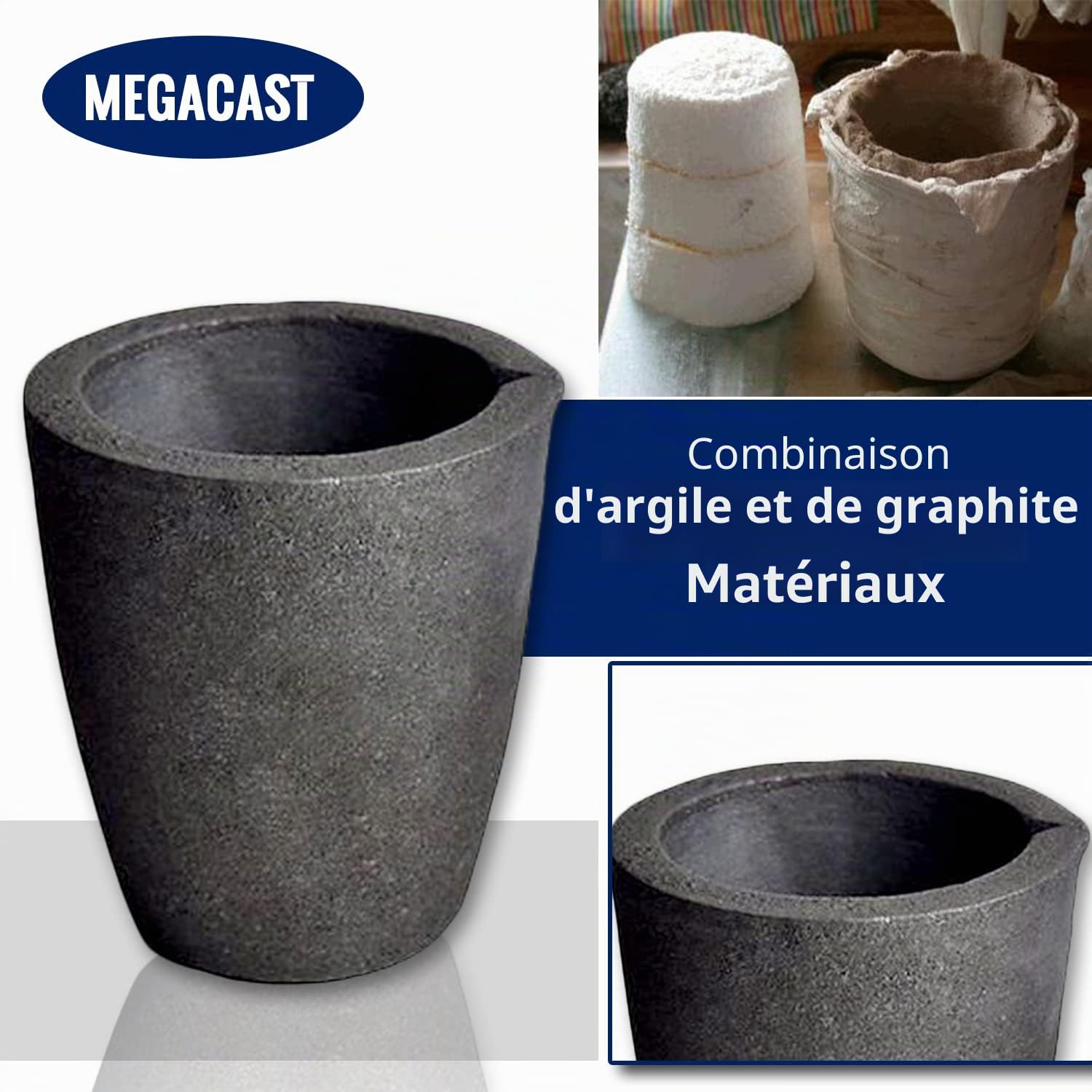 Creuset en graphite d'argile de 4 kg pour four, pour fonderie d'or, argent, cuivre, laiton, aluminium, etc.