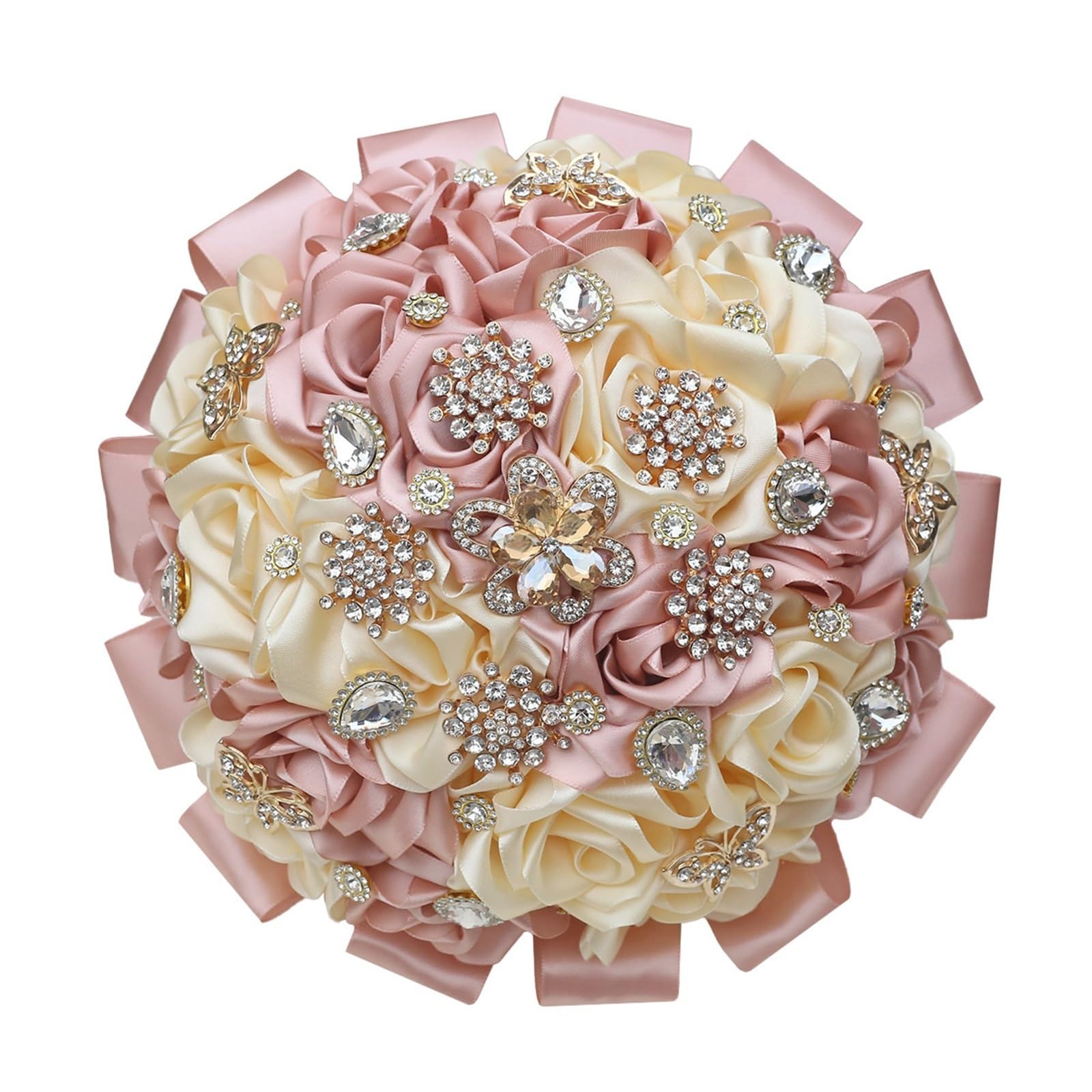 Bukiet ślubny z satynowych kryształków