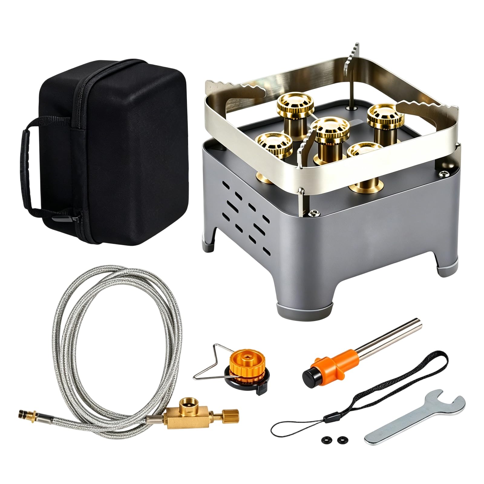 Batterie de cuisine d'extérieur à 5 brûleurs - Réchaud portable - 13,5 x