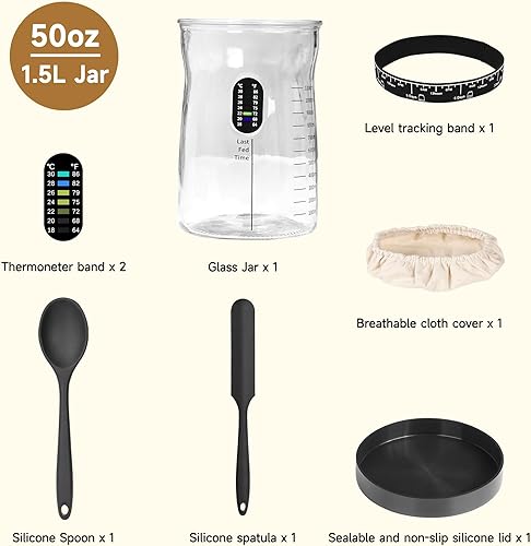 Miniatura 5 de Kit de inicio de masa madre de 50 onzas de diámetro ancho y gran capacidad para masa madre - Suministros perfectos para hornear pan de masa madre,