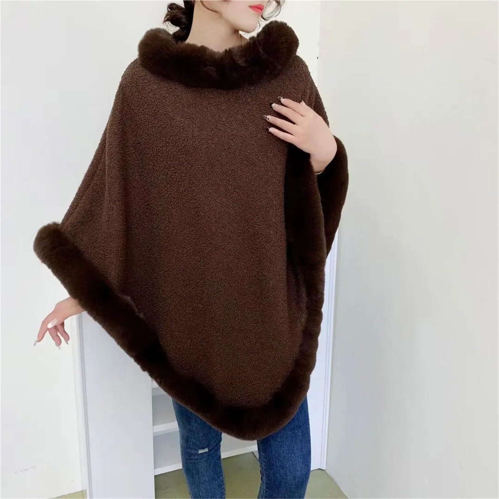 Poncho Donna Poncho da Donna Autunno Inverno, Spesso, in Velluto Granulato, Caldo, Scialle da Donna.