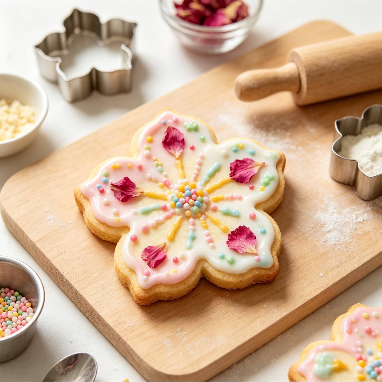Flower Cookie Cutter Set - 6Pcs Flower Shaped Cookie Cutter, Stainless Steel Cookie Cutters, Baking Tool for Homemaking Cookie, Sandwiches, Cake, Fruit