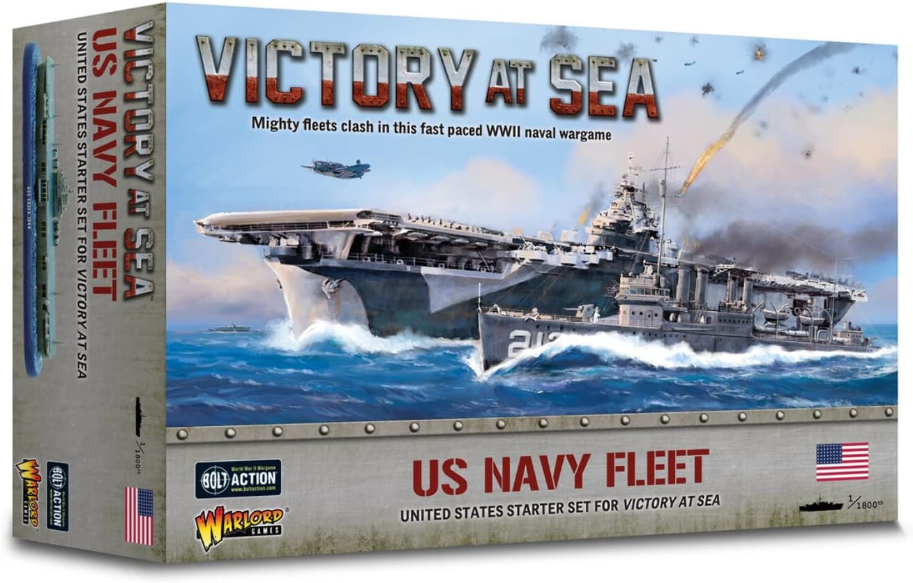 Warlord Victory at Sea US Navy Starter Fleet War Game - Role Playing Strategy Board Games for Adults, Table Top WWII Strategic Wargaming Kit - Tabletop Military History RPG with Terrain