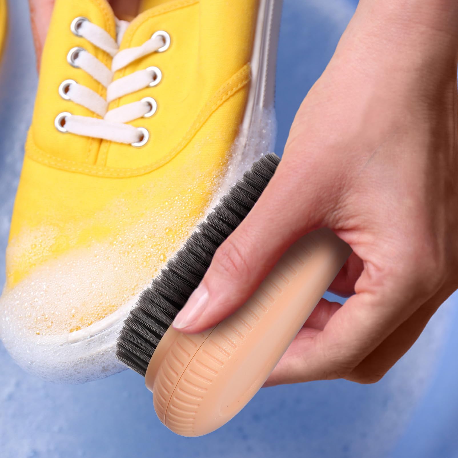 FRCOLOR 6piezas Cepillos De Limpieza De Ropa y Calzado Cepillos Multifuncionales Para Cocina y Baño Suaves y Eficaces Para Manchas y Zapatos Almacenamiento Práctico Anillo Colgante