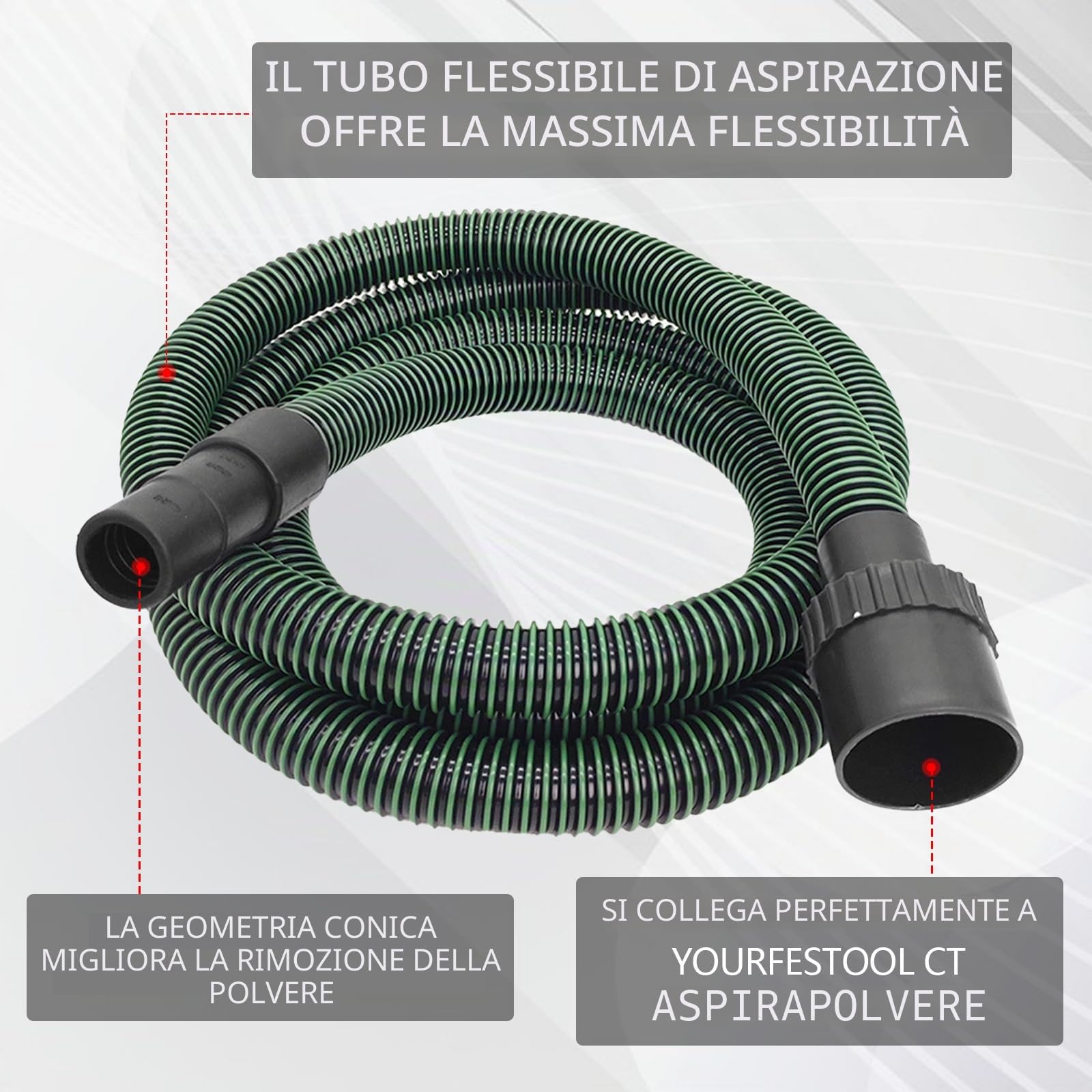Tubo di Aspirazione Della Polvere, Tubo flessibile di aspirazione Ø 35 mm compatibile con Festool-Dust Collection Hose Antistatico per Aspirapolvere D27 Accessori per aspirapolvere