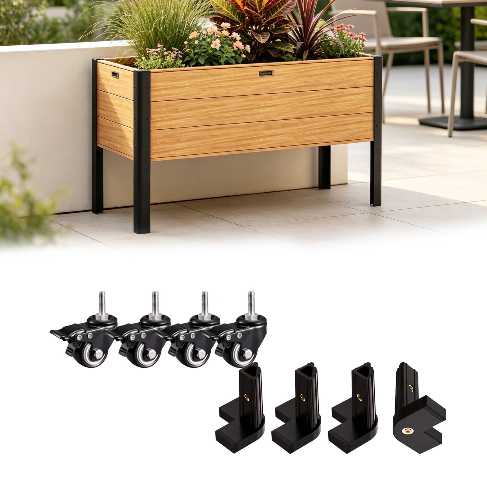 Cama de jardín elevada de madera seleccionada macetero robusto de diseño exterior exclusivo