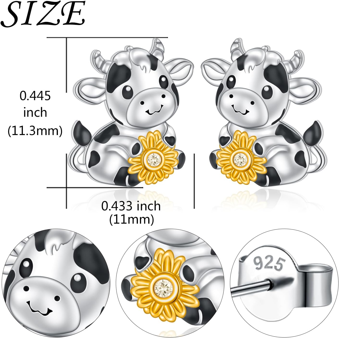 Animal Earrings 925 Sterling Silver Capybaral Cow Bunny Stud Earring for Women Capybara Jewelry Animal Earrings Jewelry - Image 6