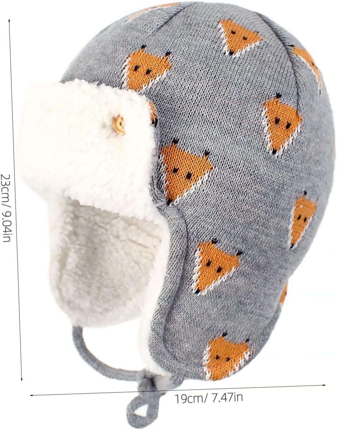 Cotton Ear Protection Hat for Winter Skiing, Fox L Grey
